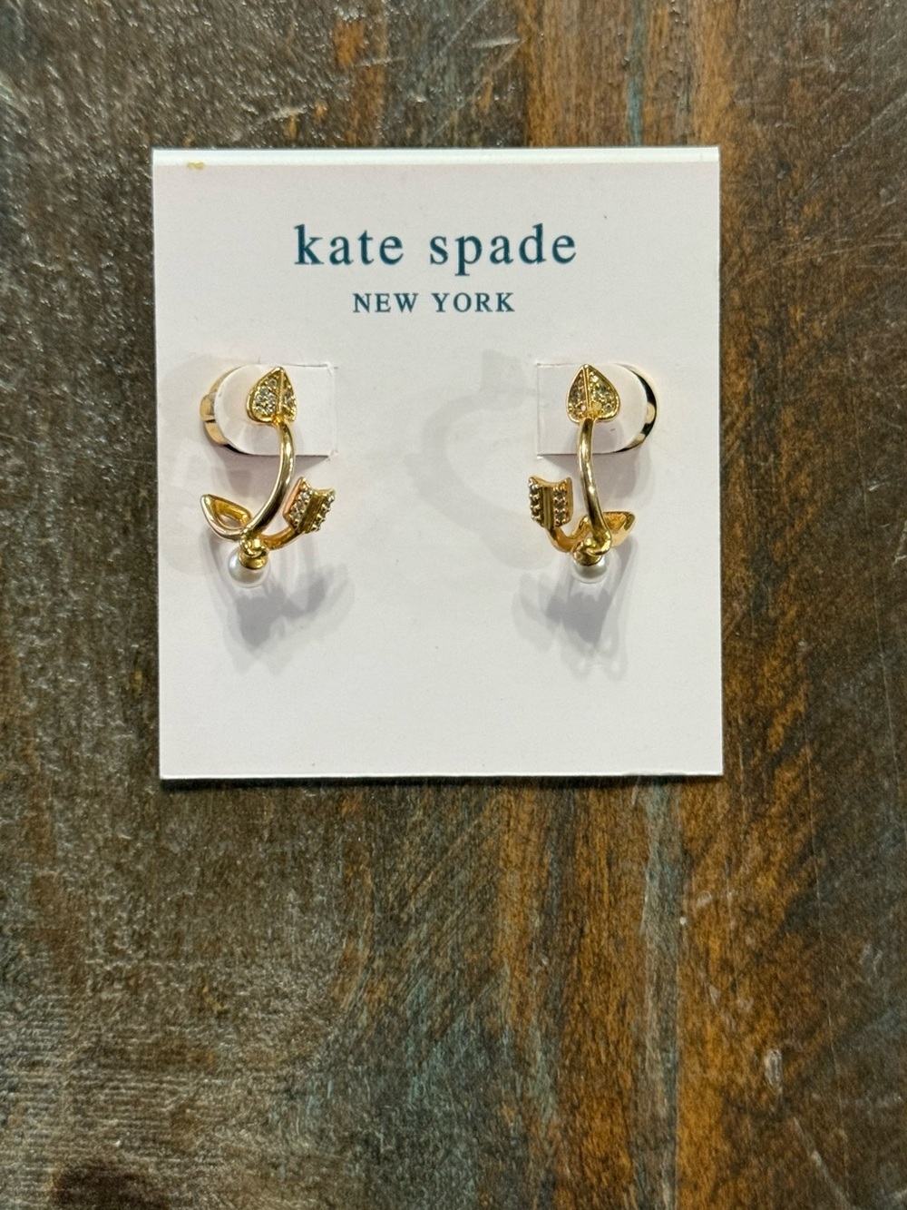 kate spade New York Love Game Spade & Pearl Earrings NWT